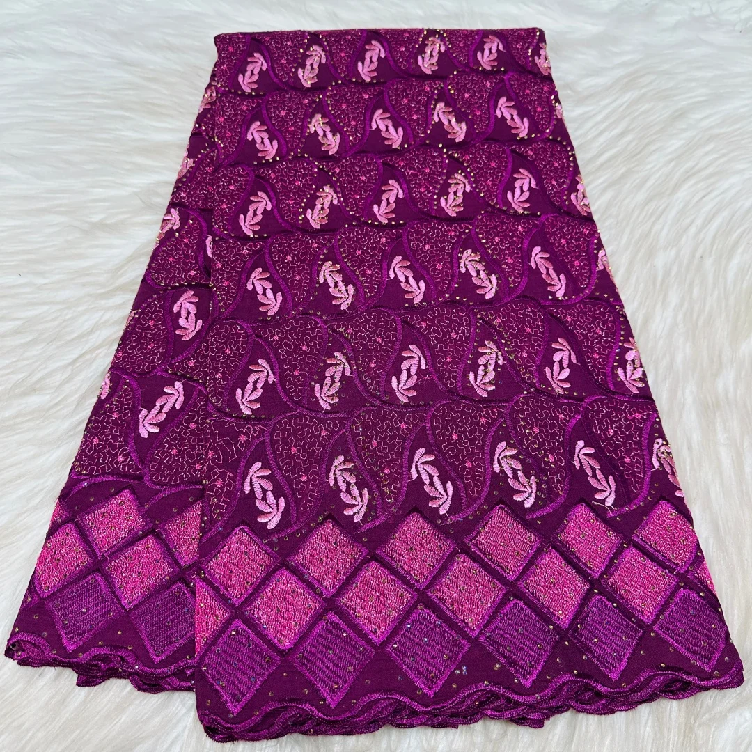

High Quantity Embroidery African Nigerian 100% Cotton Lace Fabric 5 Yards 2026 Latest Swiss Voile Lace for Women Wedding Dresses