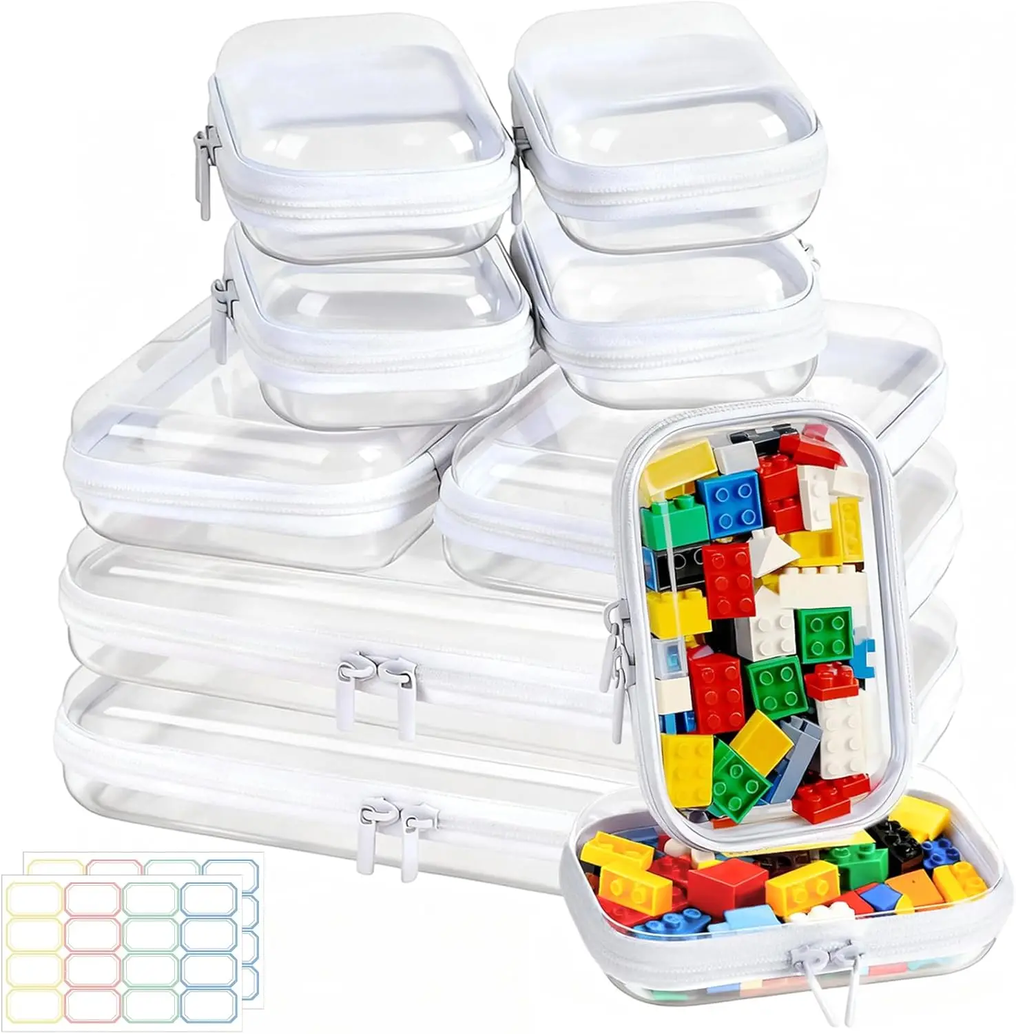 

Набор из 10 прозрачных жестких кейсов на молнии, водонепроницаемые косметички, органайзеры для игрушек и коробки для хранения