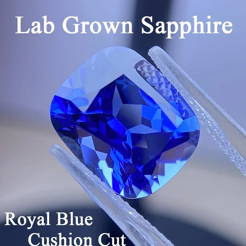 Lab Grown Sapphire Cushion Cut Royal Blue Color VVS1 Charms for Jewelry Making DIY Ring Necklace Earrings Main Materials