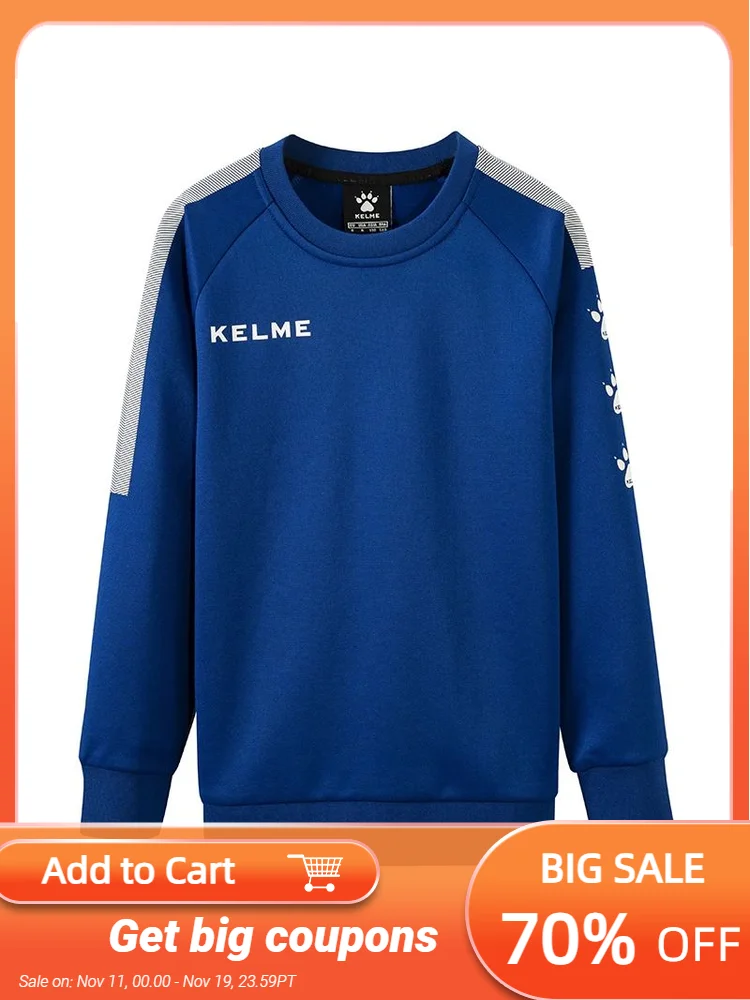 ケルメ-子供用スポーツパーカー、ラウンドネック、長袖スポーツウェア、学生サッカートレーニングプルオーバー