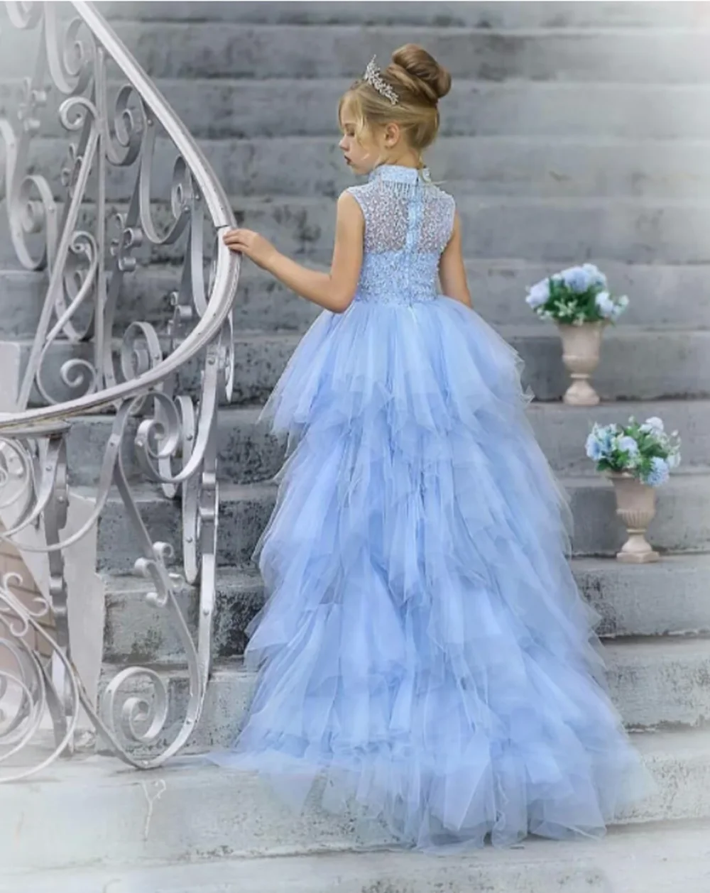 First Communion Dress Lace Flower Girl Dress For Wedding Party 2-14 Years Girl Princess Ball Gown