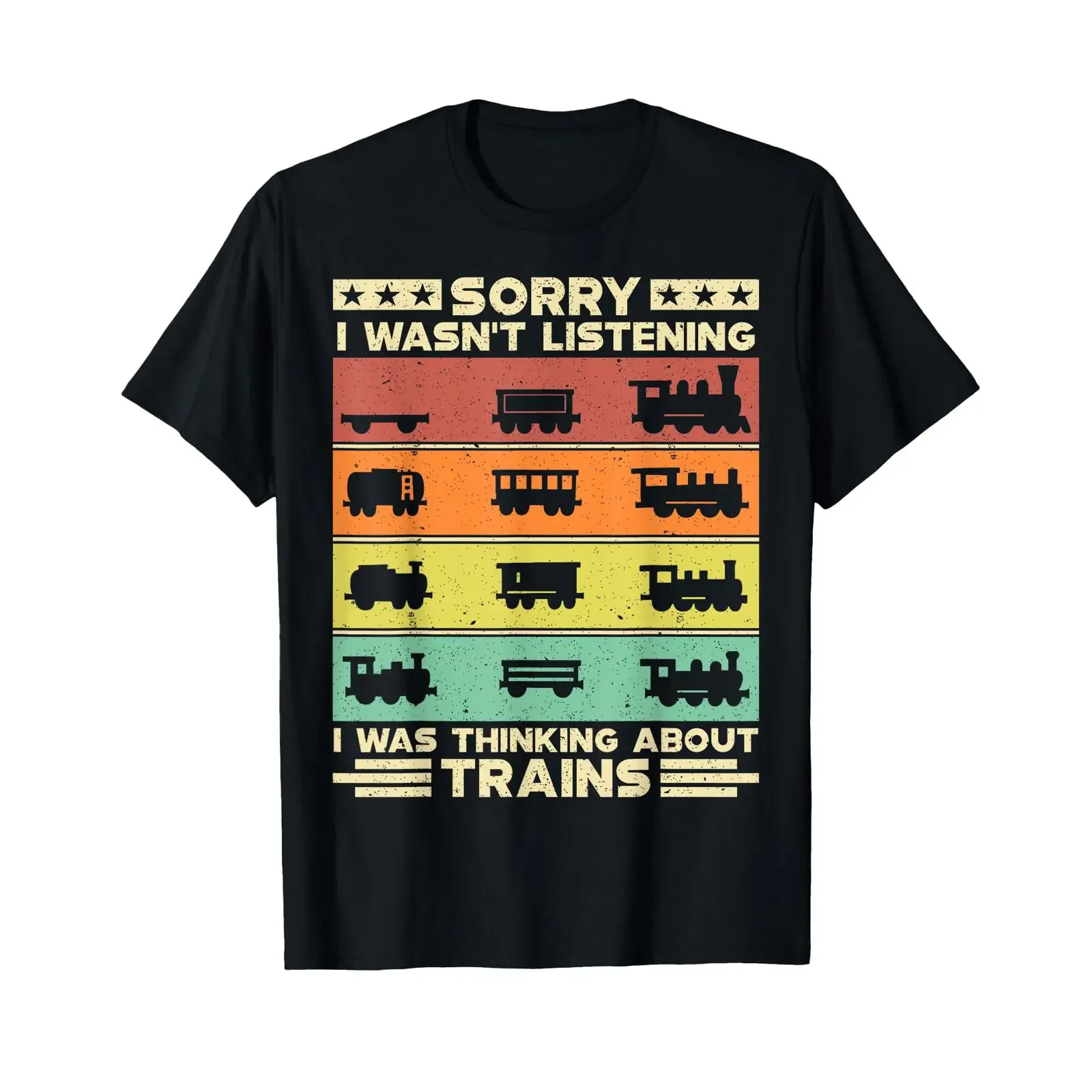 Funny Wagon Train Lover Model Railroad Conductor Retro T Shirt vintage Washed homme fashion Versatile Casual Breathable