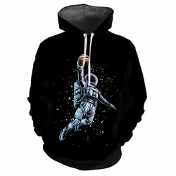 Space 3D Science Fiction Harajuku Printed Street Fashion Adventure Personalized Men's Women's Soft Fashion Street Hip Hop Hoodie