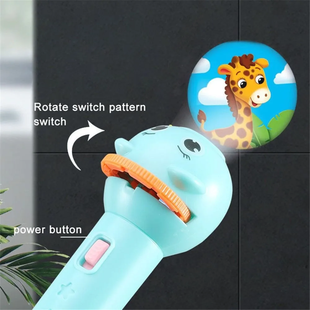 Cartoon Projection Flashlight Mini Early Education Slide Projector Torch Fun Toy Bedtime Learning LED Flashlight Lamp Toy Kids