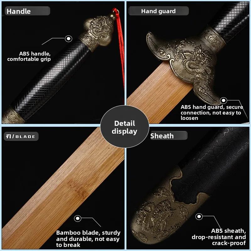 

Тренировочный деревянный меч Fitn Sword для выступлений, оружие для занятий боевыми искусствами, утренних тренировок, с ножнами, бамбуковый меч