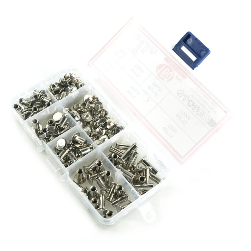 

Metal Screw Posts Fastening Solution Head Button Screws Bookbinding Rivets Assortment for Leather Bag