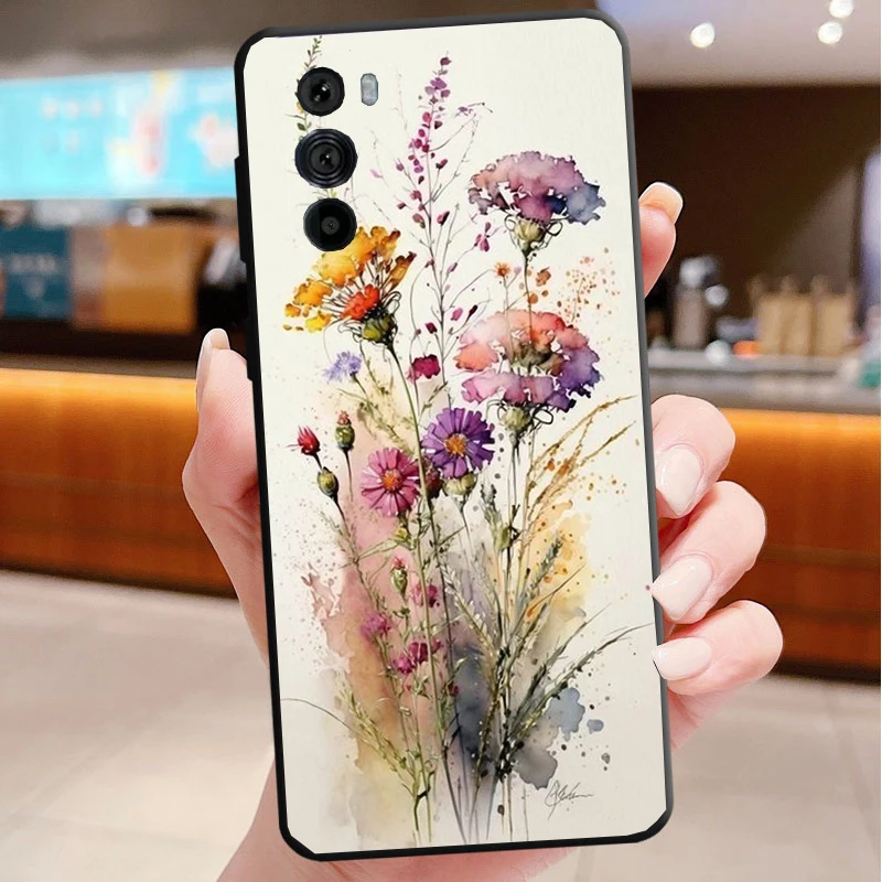 

Phone Case For Motorola Edge 50 40 Pro 60 50 40 30 Ultra Neo Fusion Moto G85 G72 G53 G54 G84 G13 G32 Flower Art Aesthetic