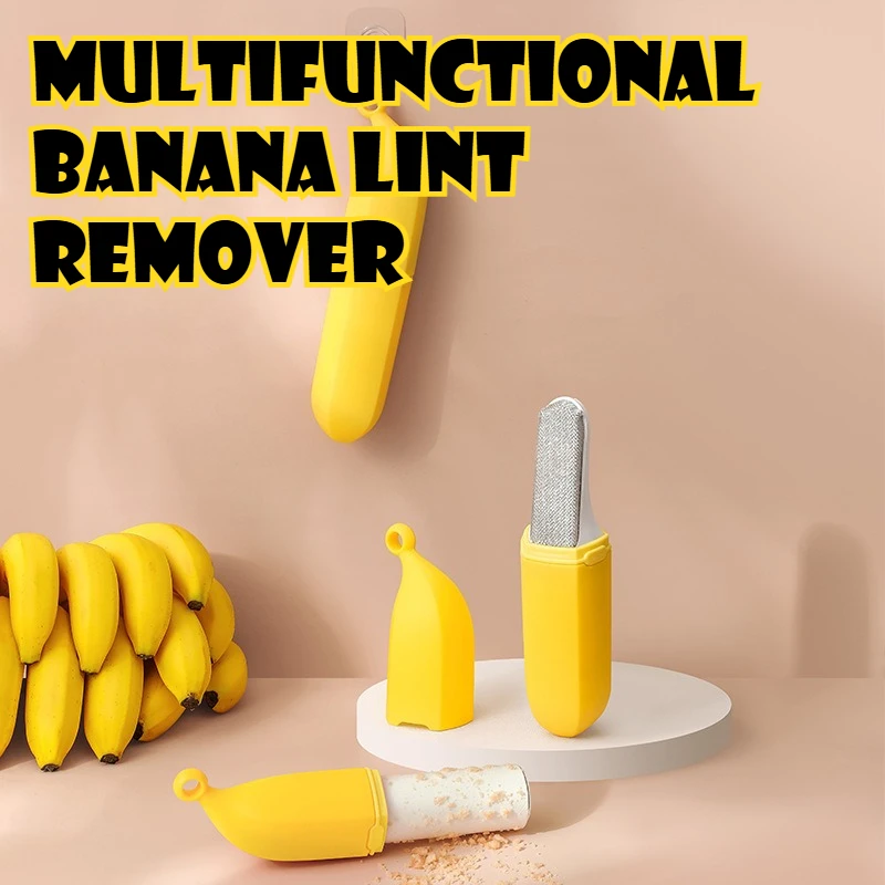 Cartoon Banana Shaped Pet Hair Remover Double‑Sided Lint Scraper for Cat Dog Clothes Household Use