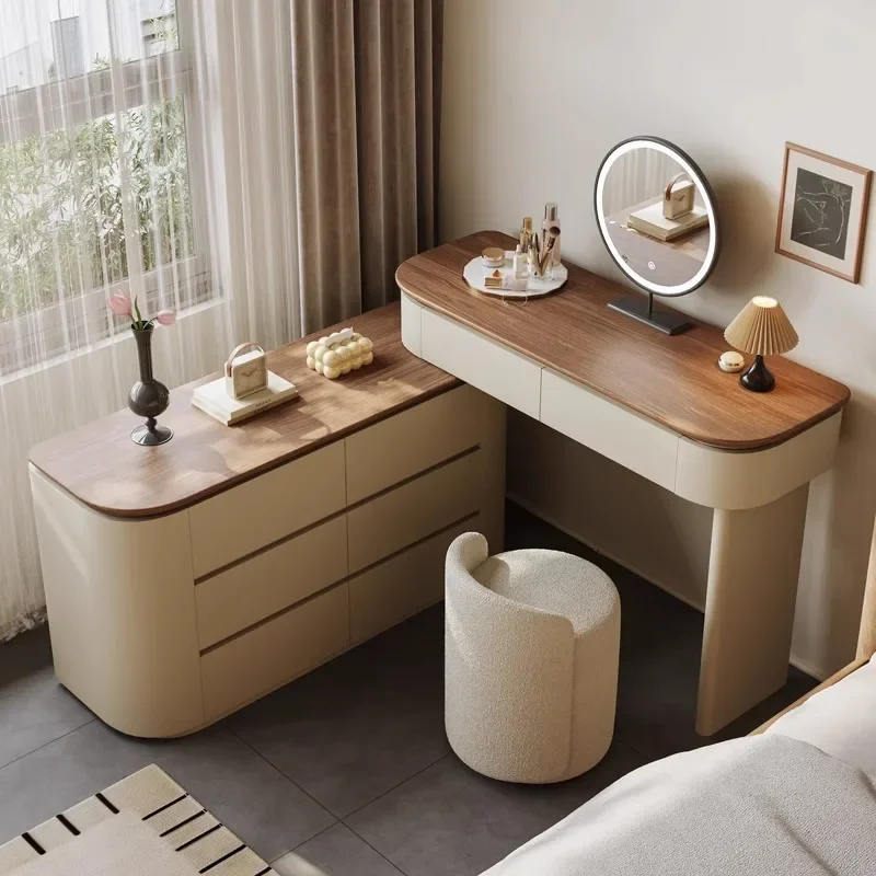 غرفة نوم، خزانة بجانب السرير، خزانة ملابس، خزانة صدر، خزانة تخزين خشبية صلبة حديثة مدمجة، طاولة مكياج عتيقة #4