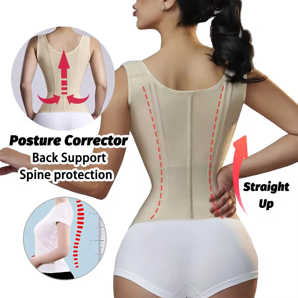 Fajas Girdles With Row Buckle Zipper Vest Postpartum Corset Waist Trainer Body Shaper For Women Sexy Shaping Curve Slimming Belt