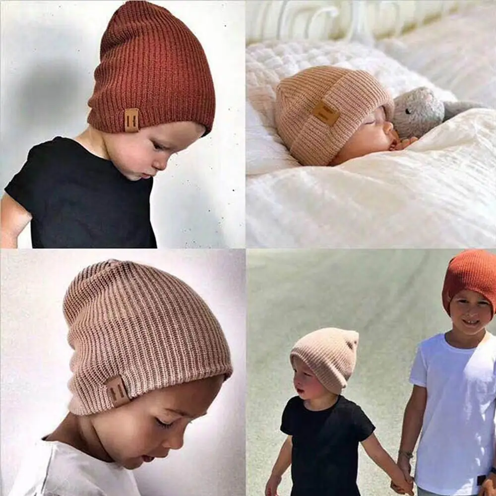 Gorros casuales de 7 colores para niños, gorros de punto, gorros más cálidos, gorros de otoño e invierno, nuevo