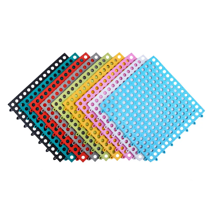 30*30 cm Waterproof Bathroom Shower Mats Non-slip Plain Stitching Plaid DIY Cuttable Roll Floor Hollow Splicing Pads 6 pieces