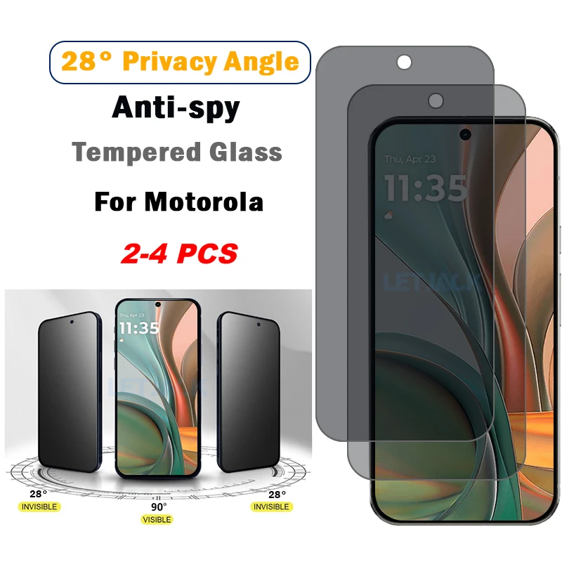 

2-4Piece Anti-spy Tempered Glass For Motorola Moto G75 G55 G45 G35 G15 G05 G84 G64 G54 G34 G24 G14 G04 G Power Screen Protectors