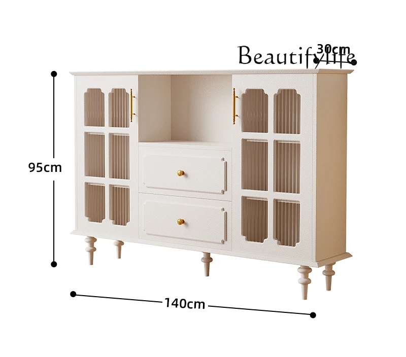 Nordic cream style white dining side cabinet living room very narrow solid wood storage cabinet