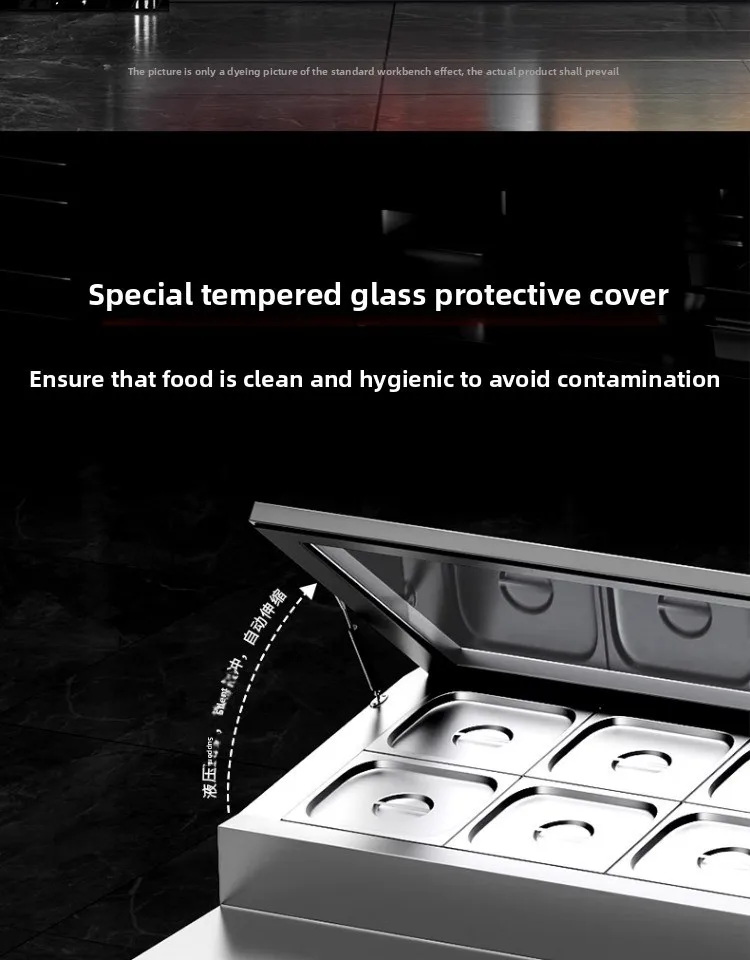 

ZZ slotted salad Taiwanese small material table refrigerated fresh-keeping worktable milk tea shop fruit fishing double