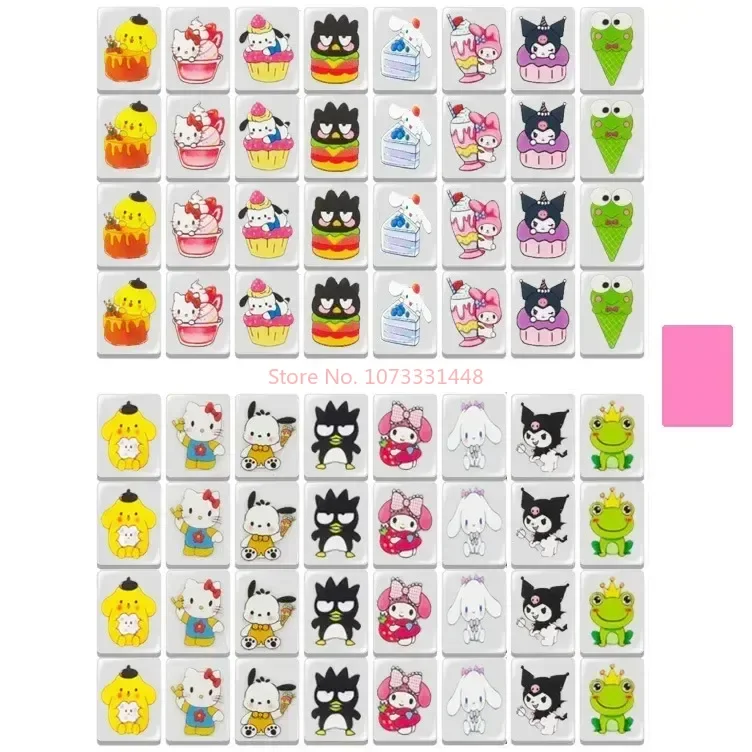 64+1 Blocks Sanrio Hello Kitty Series Seaside Escape Mahjong Game Tiktok Popular Game Double Play Party Puzzle Toy Fun Game Gift