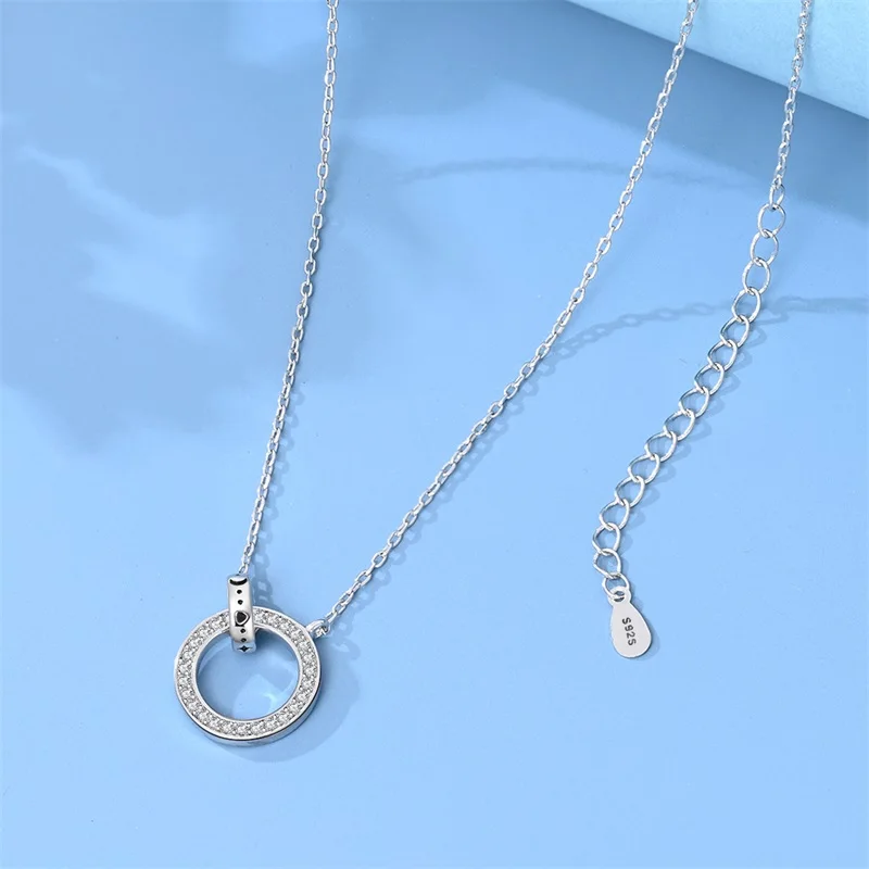 

2026 Popular 925 Sterling Silver Interlocking Necklace High Quality For Women Girl Fine Birthday Graduation Jewelry Gifts