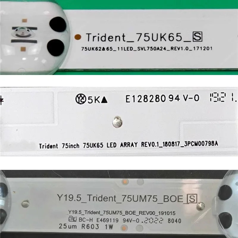 شرائط الإضاءة الخلفية LED لـ LG 75UN85006 75UN8500L 75UN8570 75UP7070 75UP75006 75UP75009 75UV340C القضبان Y19.5_Trident_75UM75_BOE_S