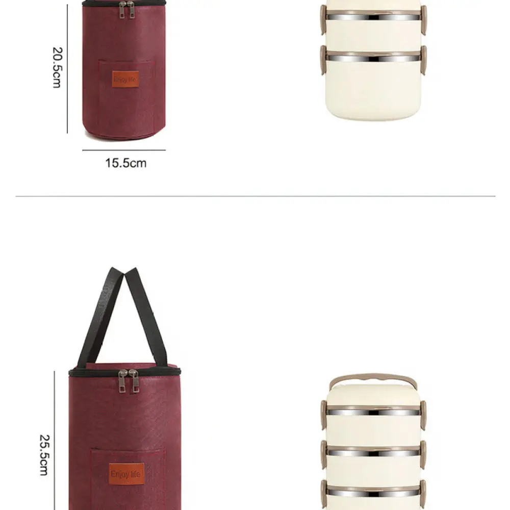 Oxford Round Insulated Lunch Pouch Waterproof Thermal Food Storage Container Portable Bento Organizer Case For Daily Commute