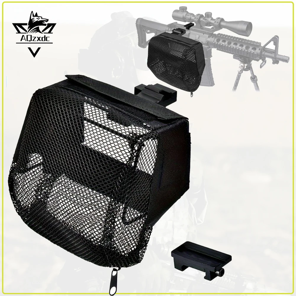 

Tactical Collection Net Bag Heat Resistant Thickened Mesh Collection Pouch with Detachable Picatinny for Rifle Airsoft Hunting