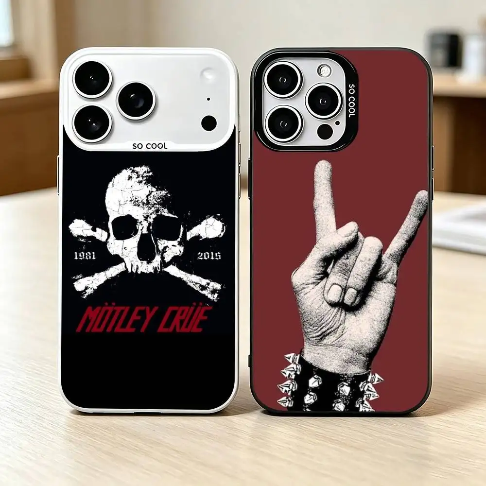 

M-Motley Rock Band C-Crue Phone Case For iPhone 17,16,15,14,13,12,11 Plus,Pro Max,XS,Colorful Silver Black Cover