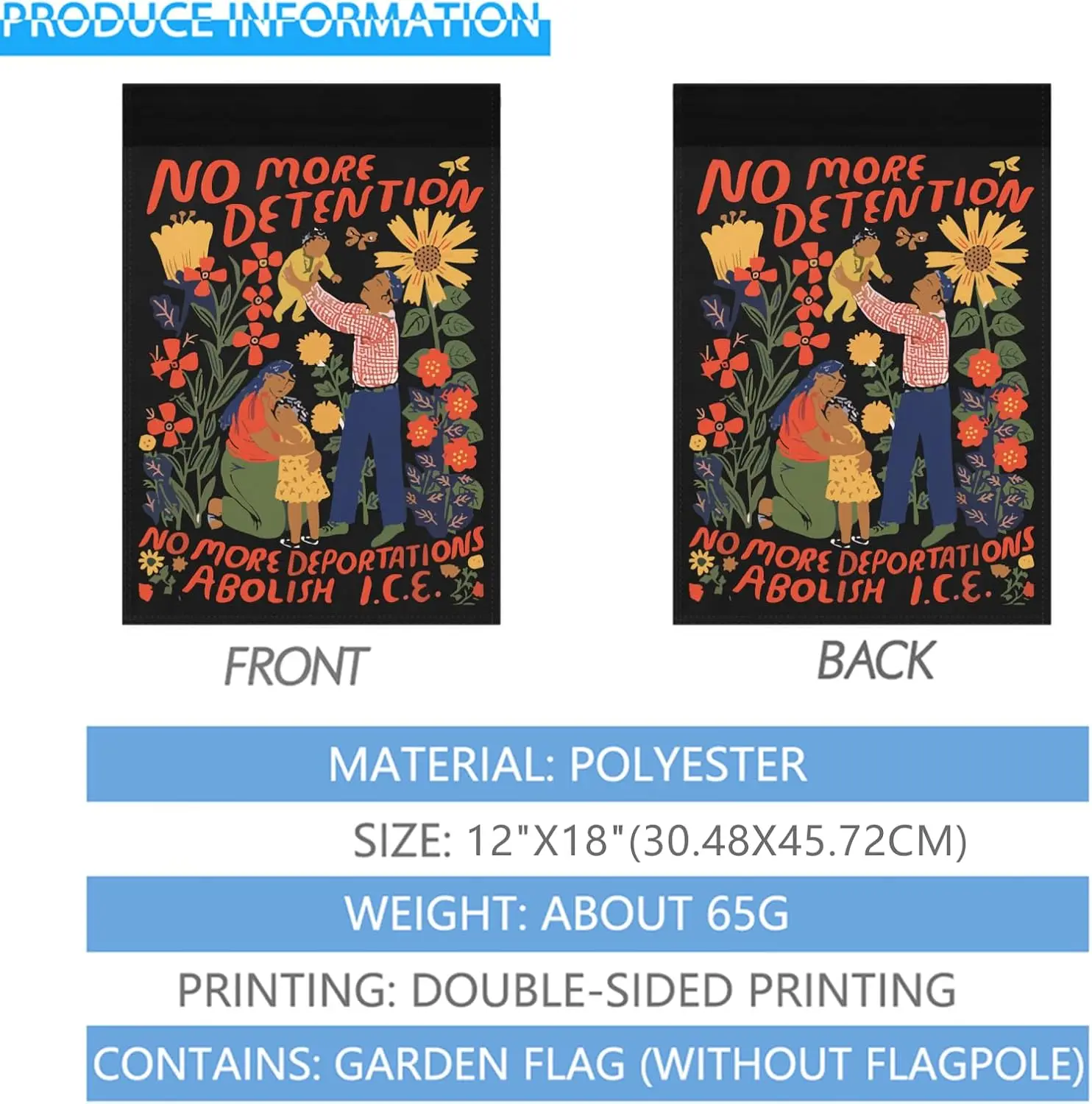 لا مزيد من الدخول لا مزيد من الاحتجاز إلغاء الجليد حديقة العلم أعلام شخصية 12x18 مزدوجة الوجهين حديقة العلم للصيف CCL #3