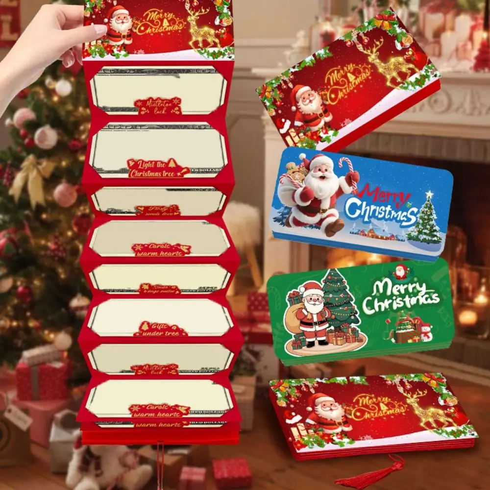 

New Christmas Cash Gift Envelope Santa Claus Folding Banknote Card Christmas Money Holder with 10 Slots Surprise Party Money Box
