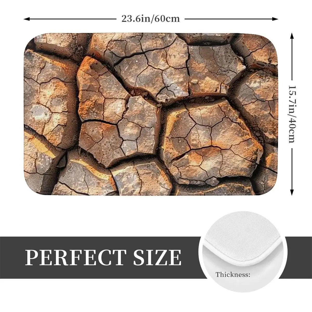3D Desert Crack Water Fire Design Anti-slip Doormat Floor Mat Washable Carpet Rug for Kitchen Entrance Home Balcony Footpad Mats