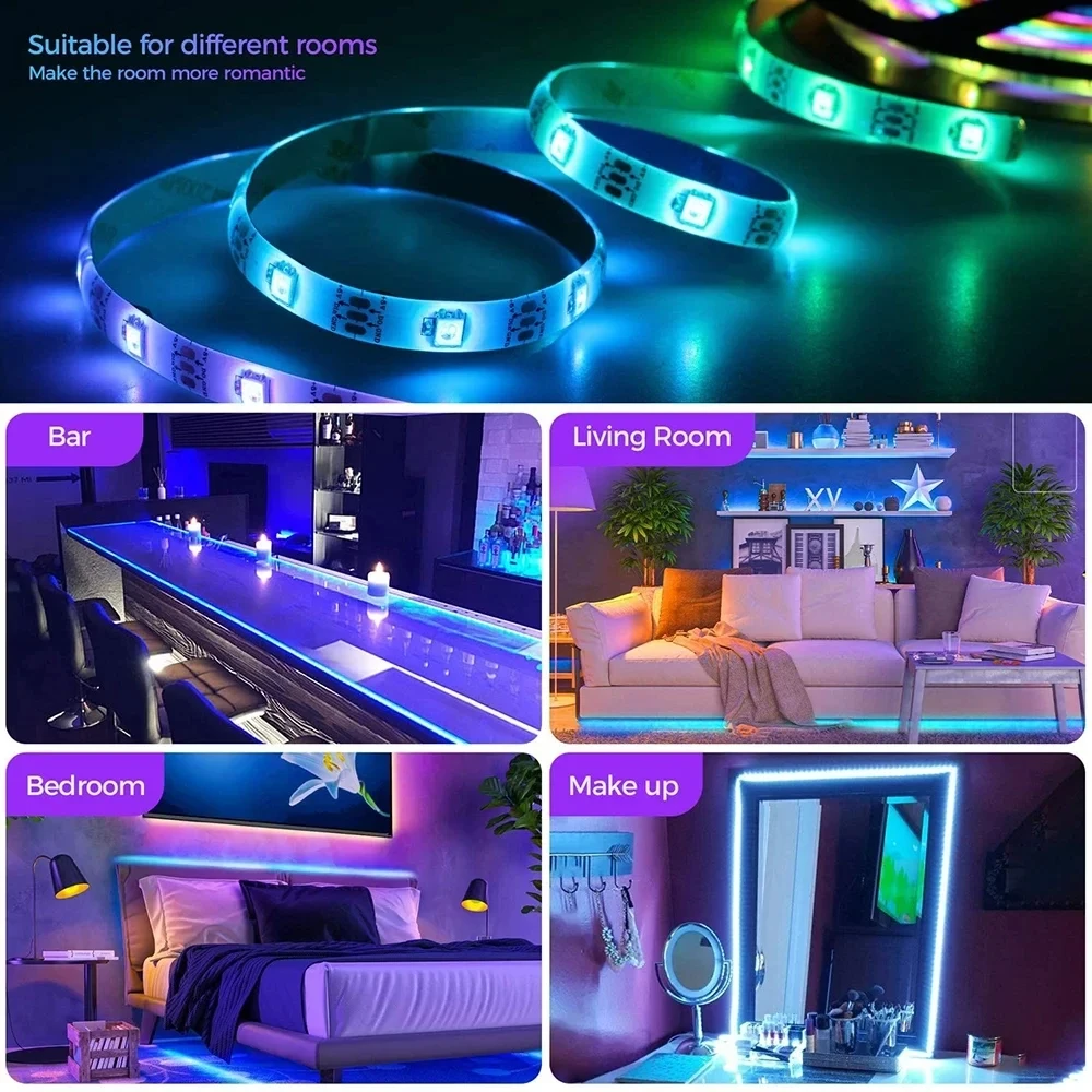 RGB USB LED Strip Light with 44keys Controller 3535 Flexible Lamp Tape Ribbon Diode For PC Desk Mirror Pastable Decor