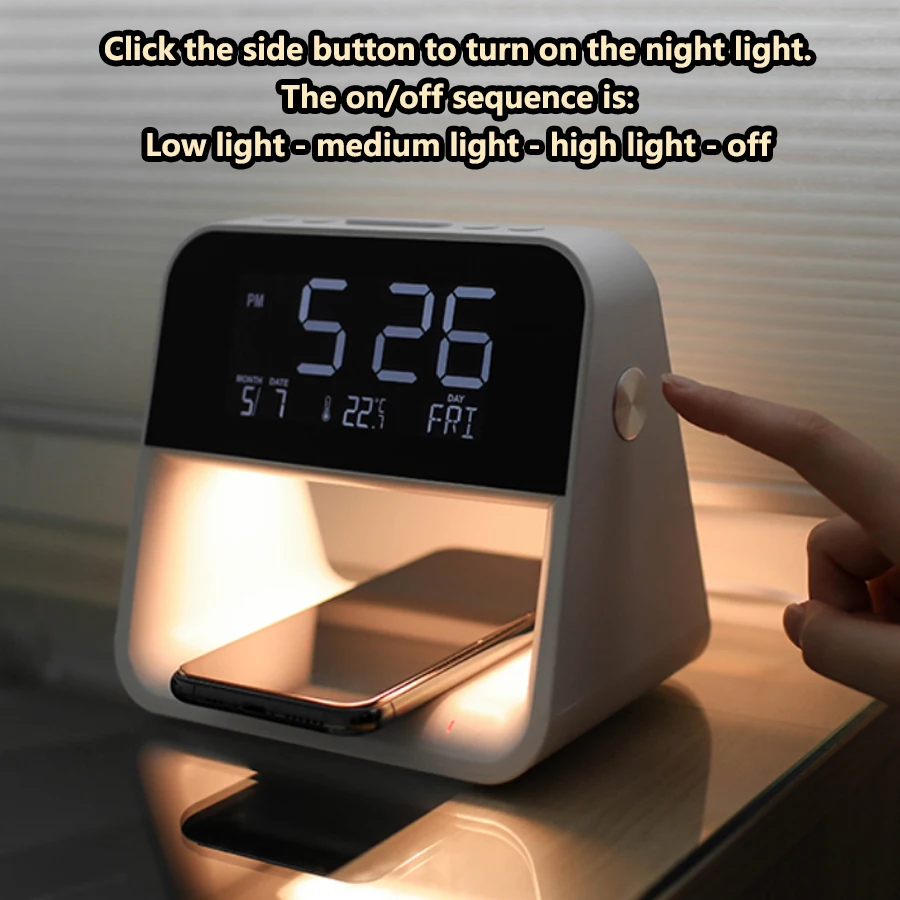 1pc New Multifunctional LED Alarm Clock, Mobile Wireless Charging - Night Light - Alarm Clock Three in One; USB Plug-in for Use
