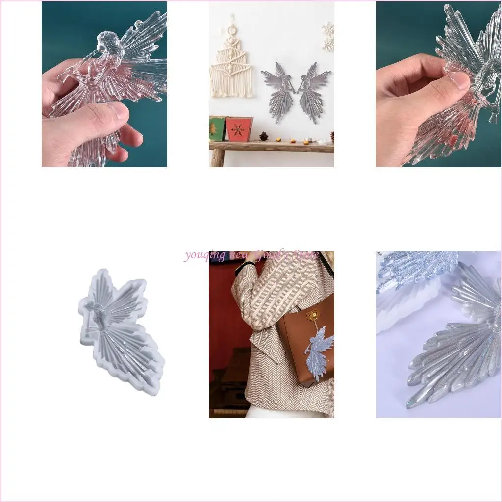 

57QA Girl Playing the Flute Angel Girl Shiny Mirror Silicone Mould DIY Craft Jewerly Mold Christmas Crystal Epoxy Resin Mold