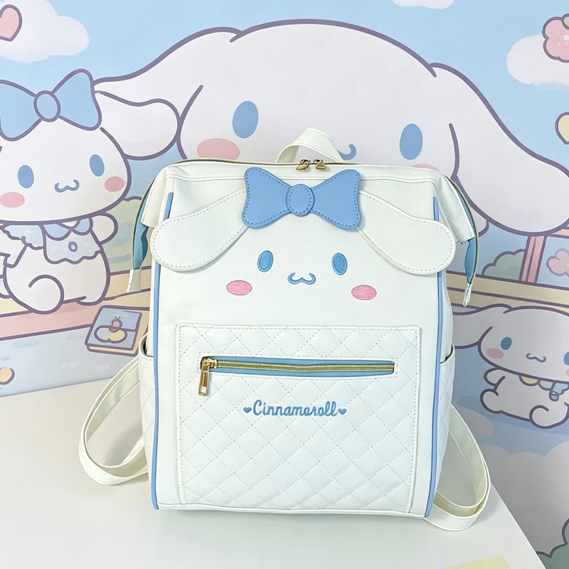 

My Melody Bow Tie Backpack Large Capacity Cute Leisure Girls Bags for Woman Backpack Cartoon Rhombus Kuromi Hello Kittys