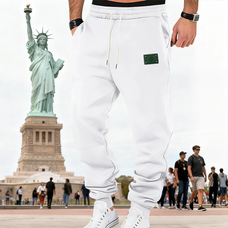 Męskie spodnie dresowe z aksamitu na jesień i zimę, luźne, grube, modne, casualowe, ze sznurkiem.