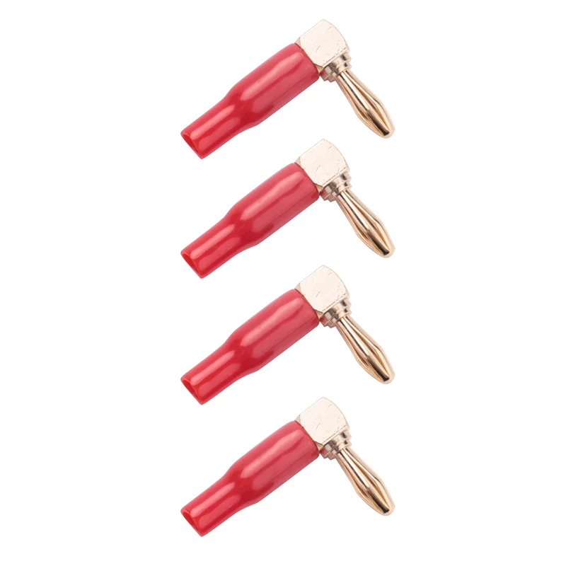 

B03B-8Pcs 4Mm Banana Plug Speaker Wires Connector Adapter 24K Gold Plated Screw Type Pure Copper Right Angle Banana Plugs