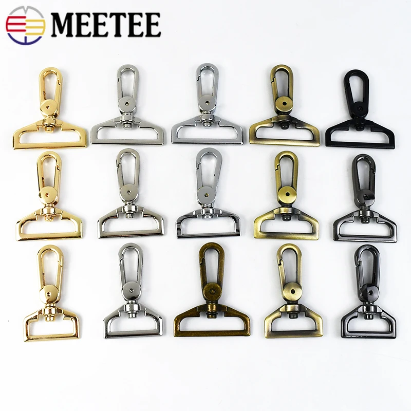 Meetee 5/10Pcs 25/32/38mm Strap Metal Bag Buckle Carabiner Snap Hook Lobster Clasp Dog Collar Clips DIY Leather Craft Accessory