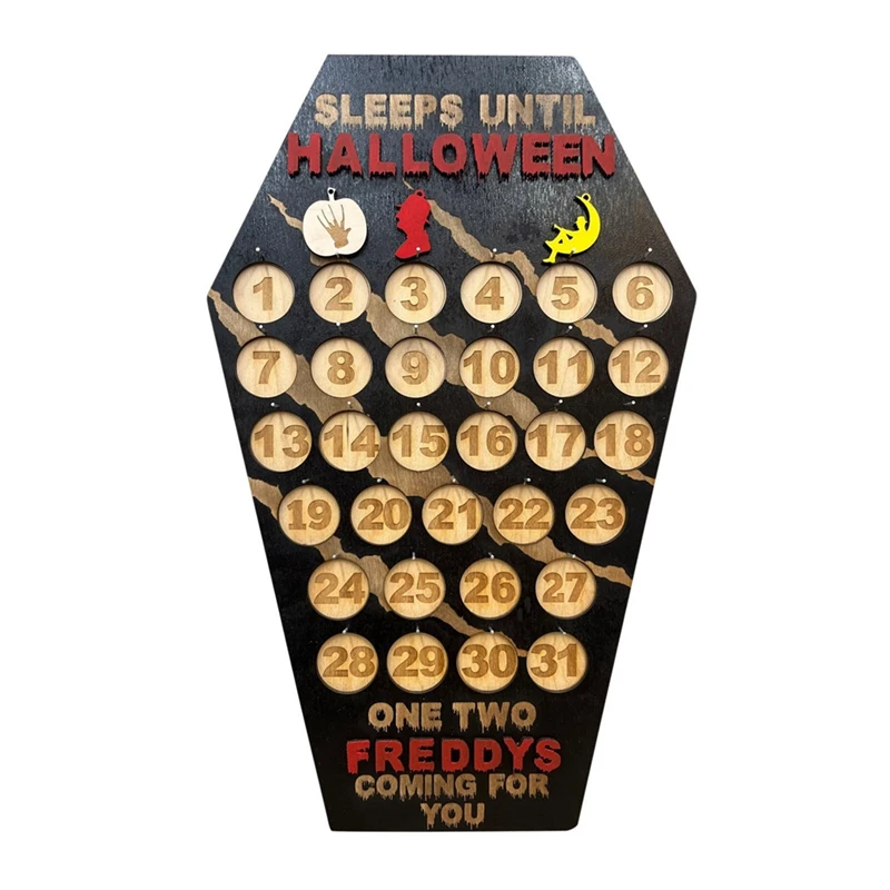 1 Piece Halloween Countdown Halloween Calendar Custom Halloween Decor Horror Decor Freddy Krueger Scary Coffin Sign