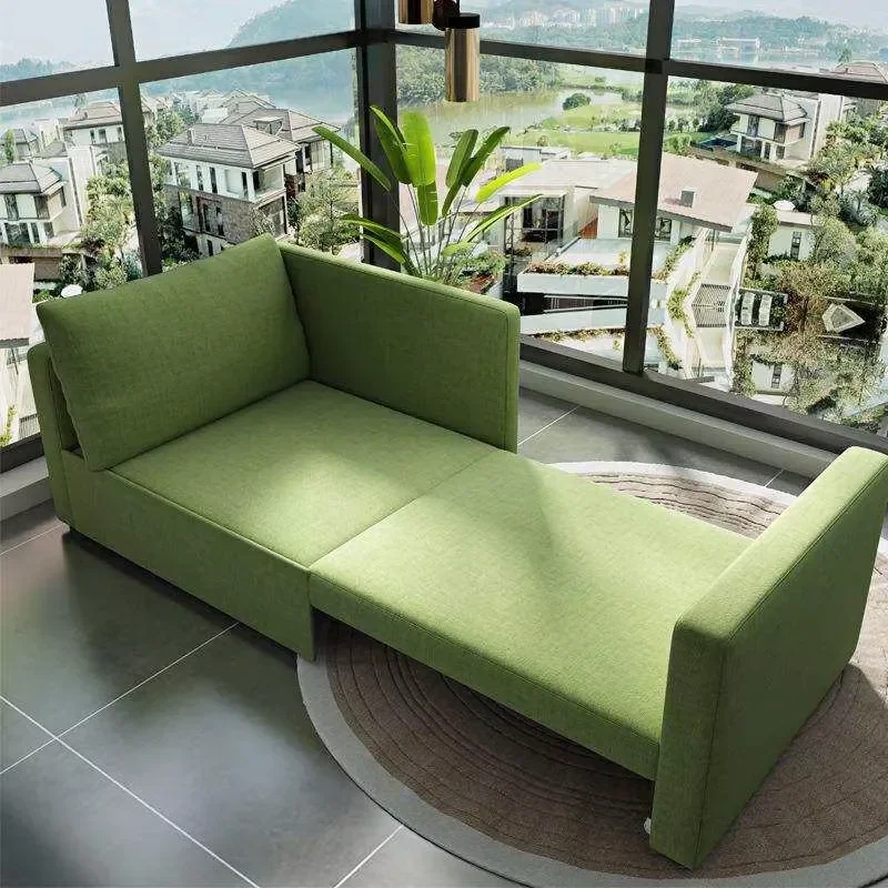 Modern Green Stretch Sofa Bed with Backrest Comfortable Single Seater New Home Furniture Design