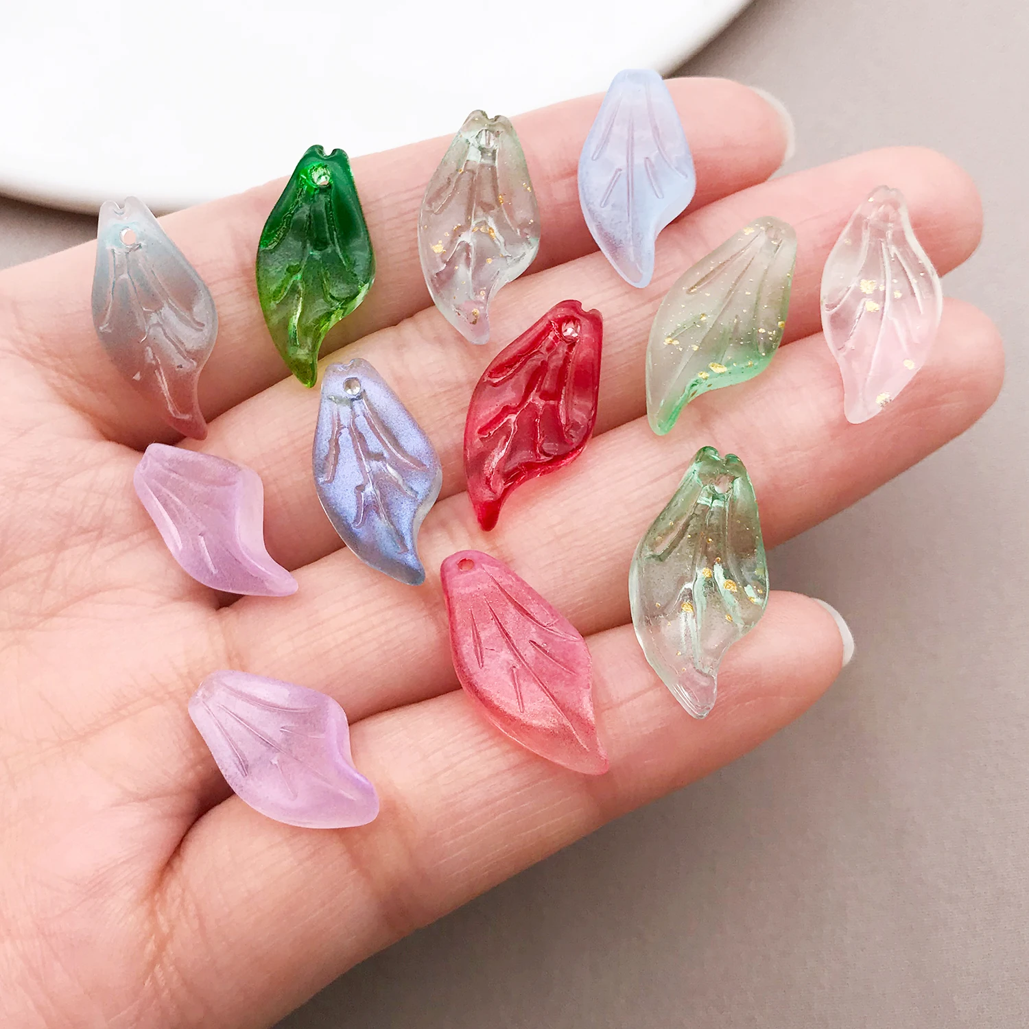 20pcs 9x20mm Transparent Glass Loose Beads Petals Leaf Shape Pendants For DIY Making Jewelry Earing Necklace Accessories ﻿ image 5