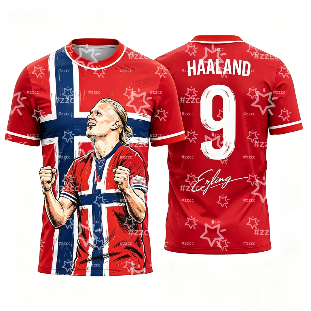 2026 Erling Haaland No.9 Football Jersey Match & Training Kit Fan Gifts Summer Sports Men's T-Shirt Kid's Clothing Tee Woman