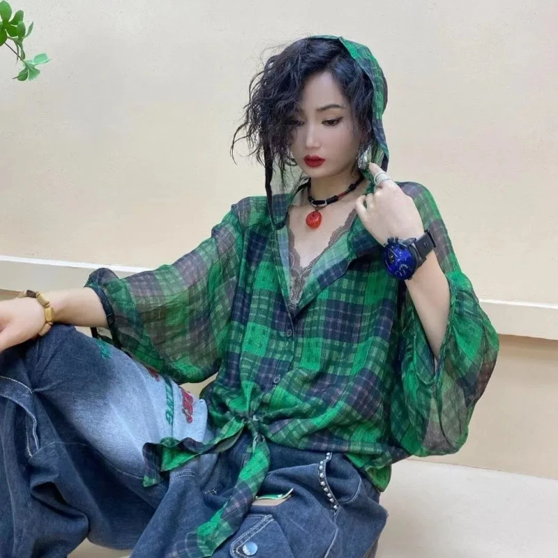 

Design-sensual Hooded Sunscreen Shirt for Women in Summer New Thin Cardigan Top Loose Slim Printed Shirt