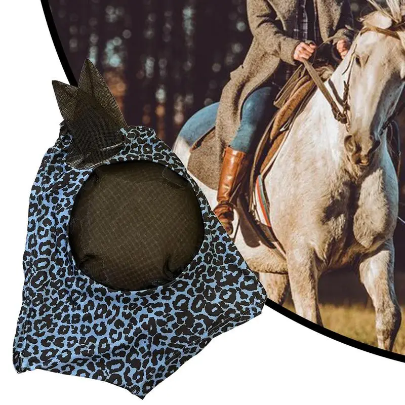 Capa de mosca de cavalo com padrão de leopardo, suprimentos equestres, confortável, respirável, anti-mosquitos, produto