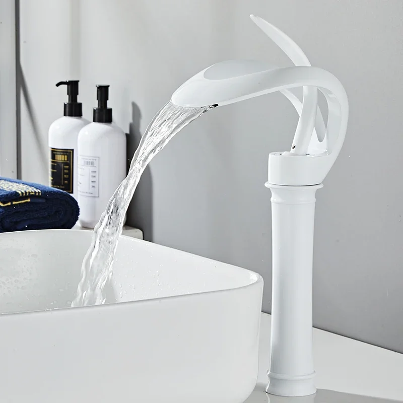 

Basin Mixer Faucet Bathroom Sink Crane Water Taps Hot & Cold Brass Single Handle Lever Deck Mount Gun Grey/Chrome/Gold