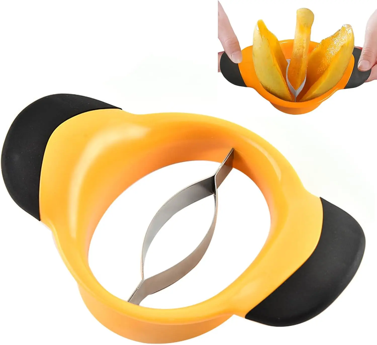 

Mango Slicer, Mango Splitter with Stainless Steel Blade, Ergonomic Rubber Grip Handle, Easy Pit Removal & Divide
