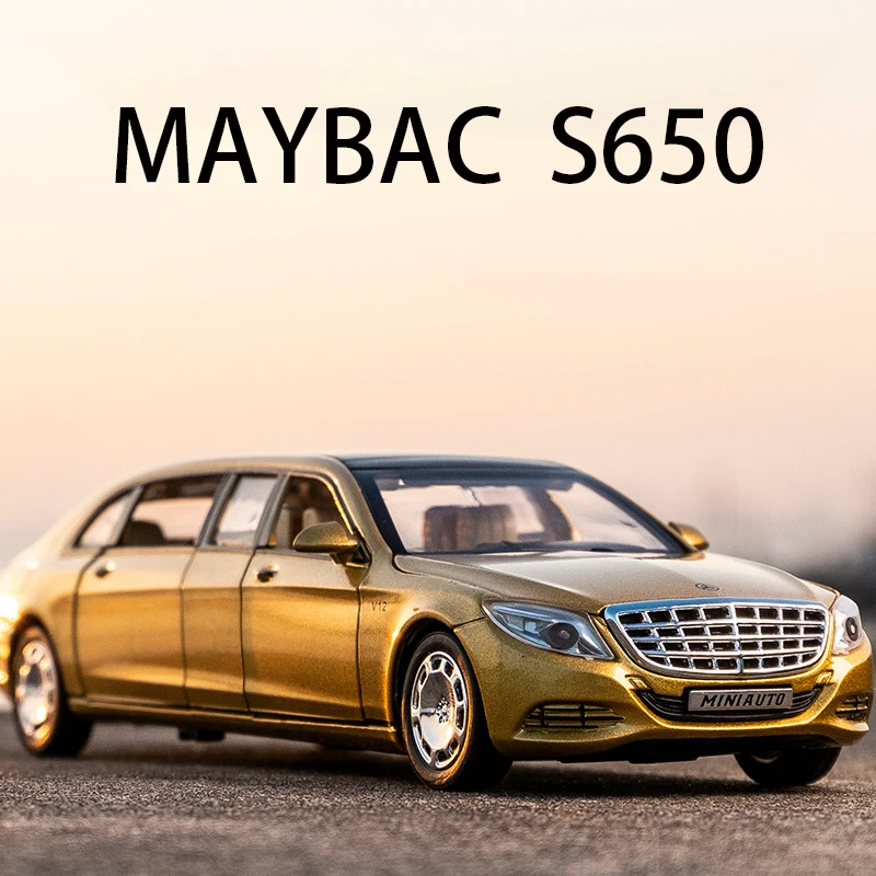 

1:32 Игрушечный Автомобиль Maybach S650 расширенное издание, металлическая Игрушечная машина из сплава, литой и игрушечный автомобиль, модель автомобиля со световым звуком, игрушки для детей