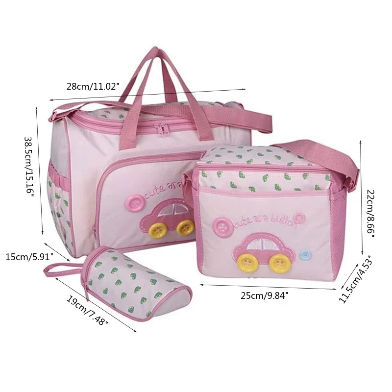 Mommy Bag Set Large Capacity Shoulder Bags Fashion Cartoon Pattern Baby Bottle Cover Multifunctional Diaper Handbags Kit