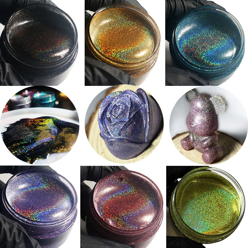 6 Colors 50g Laser Iridescent Tinting Paste Fine Texture Easy Stir DIY Casting Pigment for Handmade Jewelry Craft Making