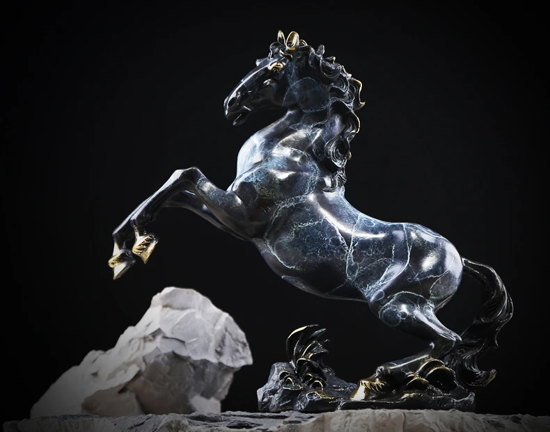 LARGE -TOP COOL -lightning Lucky HORSE home office Business Mascot Money Drawing FENG SHUI steed bronze ART Statue