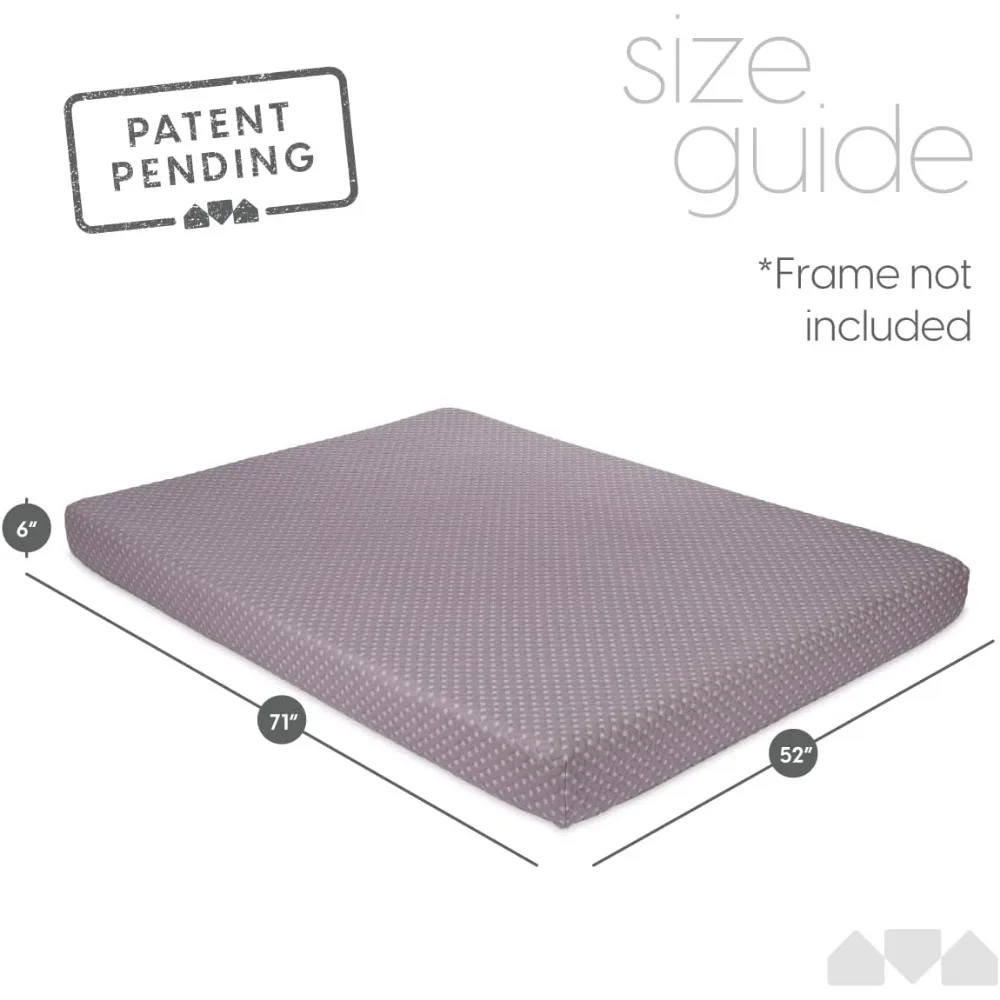 Memory Foam Futon Mattress – Full Size (Frame Not Included) (Grey)