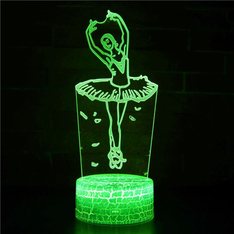Ballet Dancer 3D Night Light LED Illusion Table Lamp for Bedroom Decoration Holiday Christmas Birthday Gift for Girls Ballerina