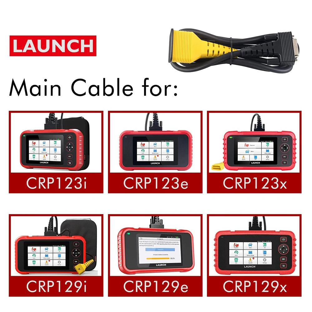 LAUNCH Original Main Cable for X431 CRP123i, CRP123e, CRP123x, CRP129i, CRP129e, CRP129x OBD2 Replacement - Yellow